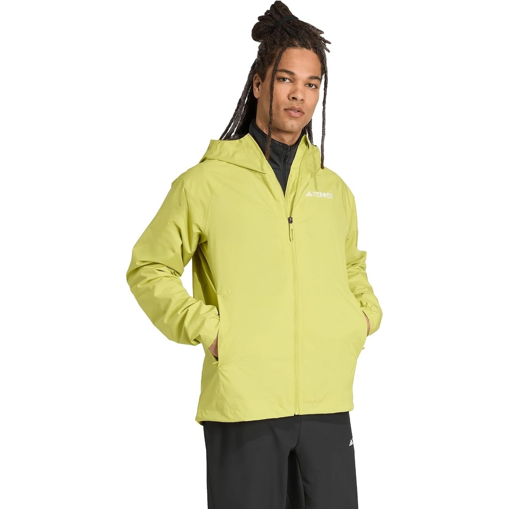 image:imageadidas Mens Terrex Multi 2L RainRdy Jacket Hiking Athletic Outerwear Casual  BlackPreloved Lime