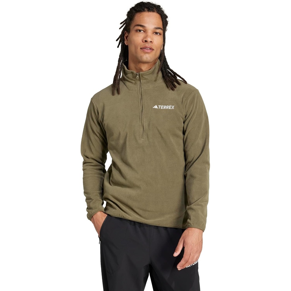 image:imageadidas Mens Terrex Multi Essentials Halfzip Fleece Hiking JacketOlive Strata