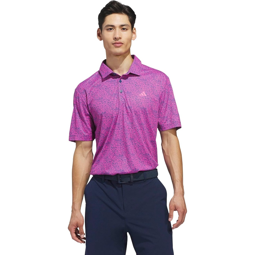image:imageadidas Mens Ultimate365 Feather Print Polo ShirtLucid Pink  Dusky Petrol