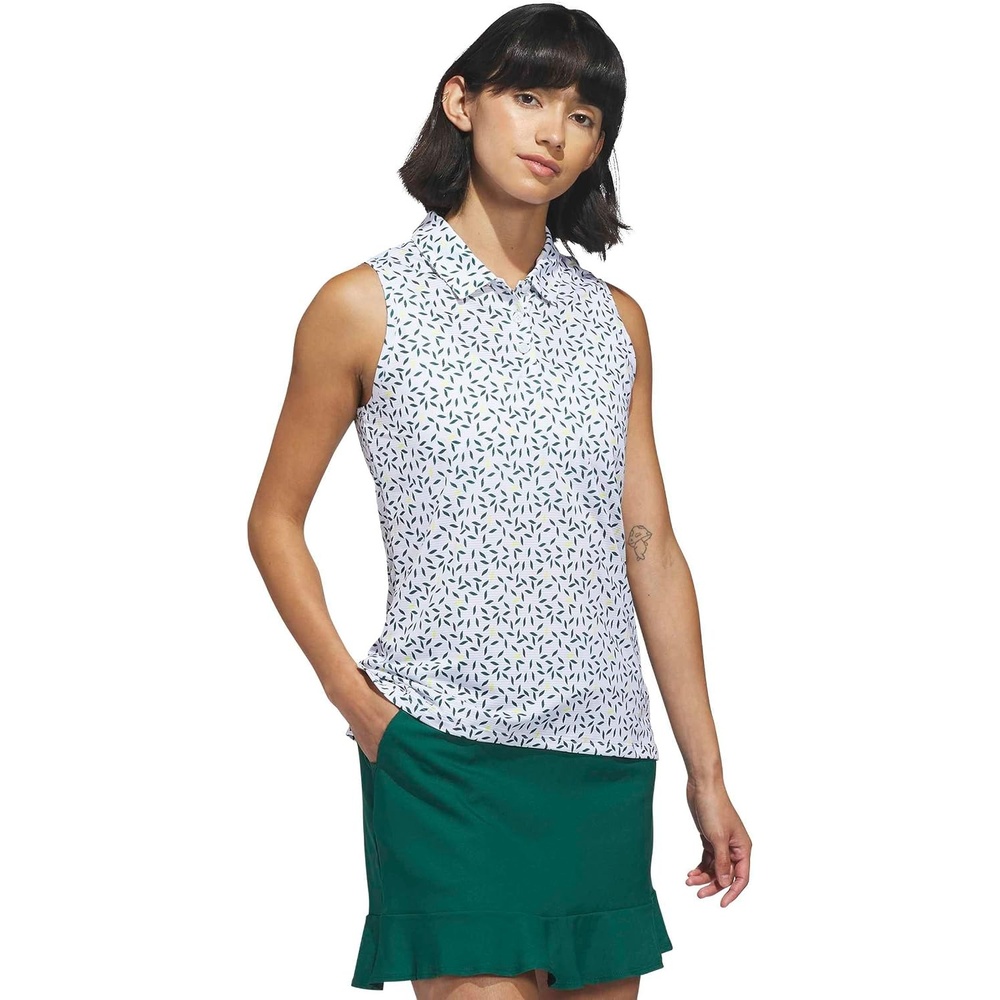 image:imageadidas Womens Ultimate365 Printed Ottoman Sleeveless PoloCollegiate Green