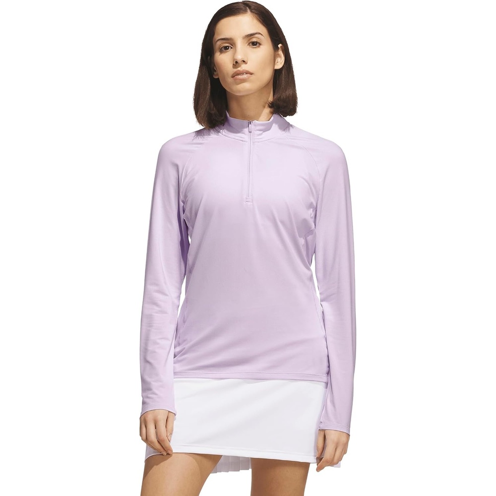 image:imageadidas Womens Ultimate365 Solid Quarterzip Mock Neck TopFrozen Purple