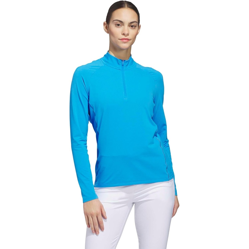 image:imageadidas Womens Ultimate365 Solid Quarterzip Mock Neck TopLucid Ray Blue
