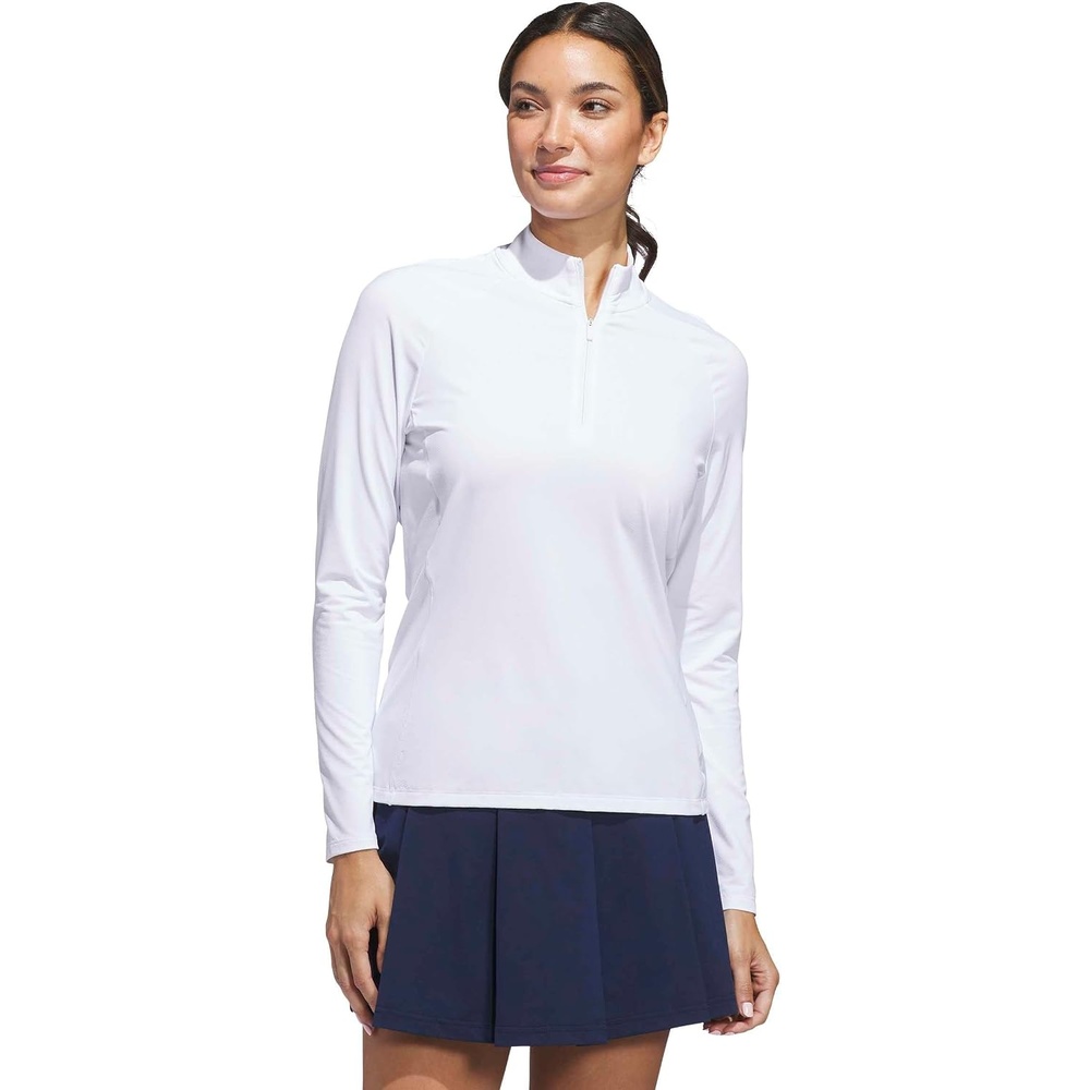 image:imageadidas Womens Ultimate365 Solid Quarterzip Mock Neck TopWhite White