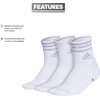 adidas Men’s Cushioned High Quarter Socks (3 Pairs) Durable & Comfortable(White/Clear Onix Grey/3.0/High Quarter)