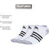 adidas Men’s Cushioned High Quarter Socks (3 Pairs) Durable & Comfortable(White/Grey/Black/3.0/No Show)