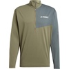 adidas Mens Terrex Multi Half-Zip Long Sleeve Hiking T-Shirt(Olive Strata)