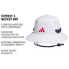 adidas Men’s Victory Bucket Hat Boonie | Wide Shade Brim, Moisture-Wicking Sweatband, Lightweight, Breathable, All-Day Sun Comfort(White/Dark Blue/Better Scarlet/5)