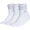 adidas Men’s Cushioned High Quarter Socks (3 Pairs) Durable & Comfortable(White/Clear Onix Grey/3.0/High Quarter)