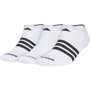 adidas Men’s Cushioned High Quarter Socks (3 Pairs) Durable & Comfortable(White/Black/4.0/No Show)