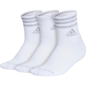 adidas Men’s Cushioned High Quarter Socks (3 Pairs) Durable & Comfortable(White/Clear Onix Grey/3.0/High Quarter)