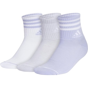 adidas Men’s Cushioned High Quarter Socks (3 Pairs) Durable & Comfortable(White/Clear Onix Grey/Violet Tone Purple/3.0/High Quarter)