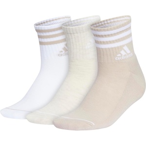 adidas Men’s Cushioned High Quarter Socks (3 Pairs) Durable & Comfortable(Wonder Beige/White/Alumina Heather/3.0/High Quarter)