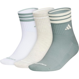 adidas Men’s Cushioned High Quarter Socks (3 Pairs) Durable & Comfortable(Wonder Sage Green/Wonder White/White/4.0/High Quarter)