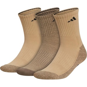 adidas Men’s Cushioned X Socks 3 Pairs | 3-Pack, Targeted Cushioning, Arch Support, Breathable Moisture-Wicking, Reinforced Heel & Toe, All-Day Comfort(Beige Tone/Blanch Cargo/Black/Mid-crew/3)