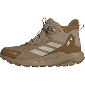 adidas Mens Terrex Anylander Leather Mid Climaproof Hiking Sneakers Shoes – Black(Cardboard/Wonder Alumina/Bronze Strata)