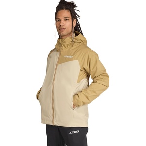 adidas Mens Terrex Multi 2L Rain.Rdy Jacket Hiking Athletic Outerwear Casual – Black(Cardboard/Savannah)