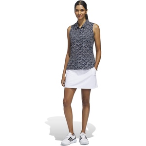 adidas Women’s Ultimate365 Printed Ottoman Sleeveless Polo(Collegiate Navy)