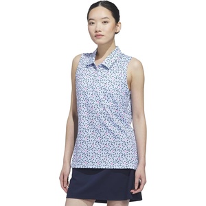 adidas Women’s Ultimate365 Printed Ottoman Sleeveless Polo(Crystal Sky)