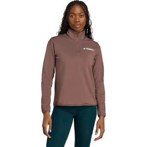 adidas womens Terrex Multi Climawarm Half-zip Tech Fleece Hiking Sweatshirt(Earth Strata/Earth Strata)