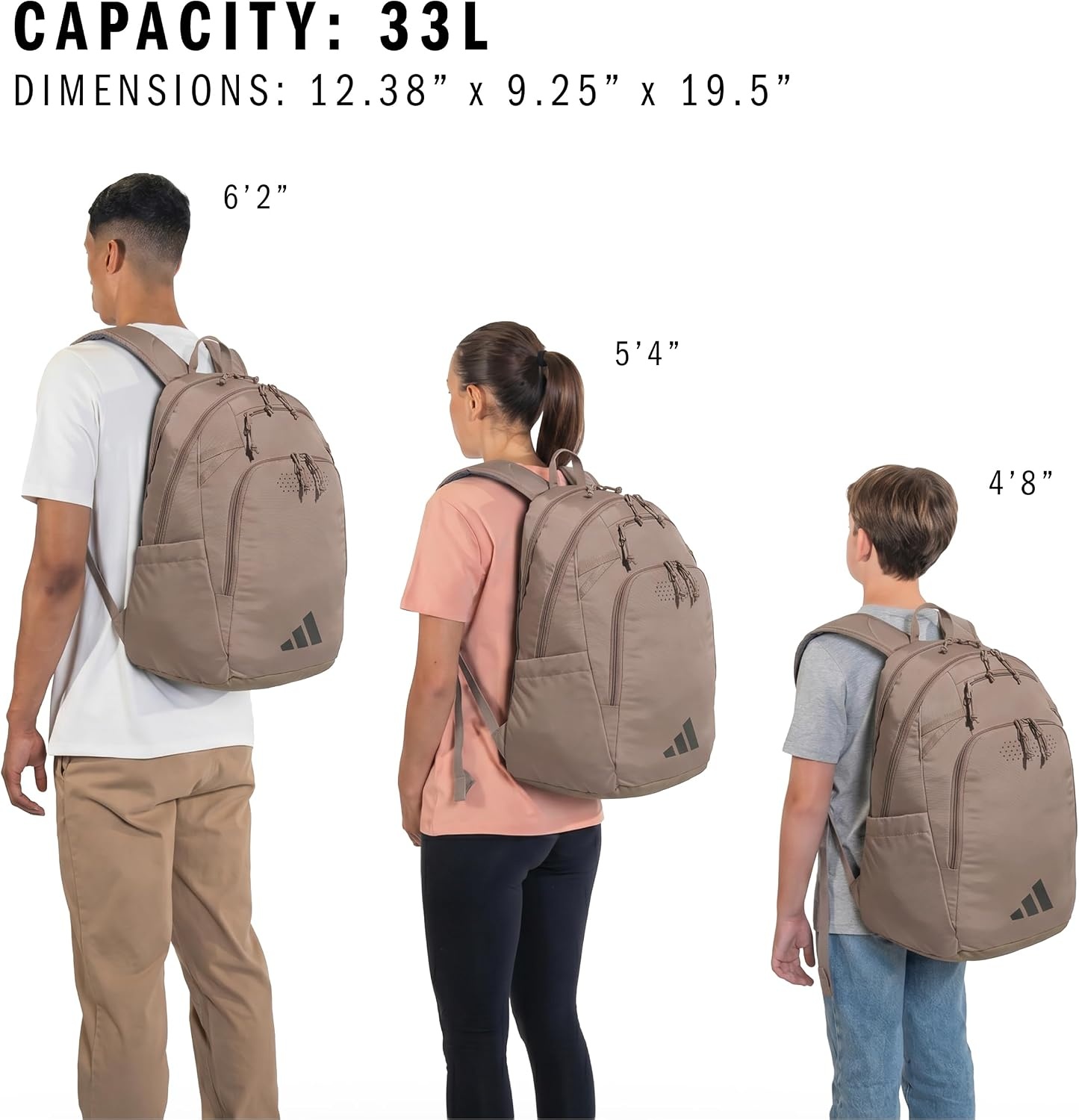 image:imageadidas Defender 5 Backpack Padded 15In Laptop Sleeve WaterBottle Pockets Airs Out Sweaty Shoes Stays Dry On Wet Floors School Gym amp Travel ReadyChalky BrownGunmetal