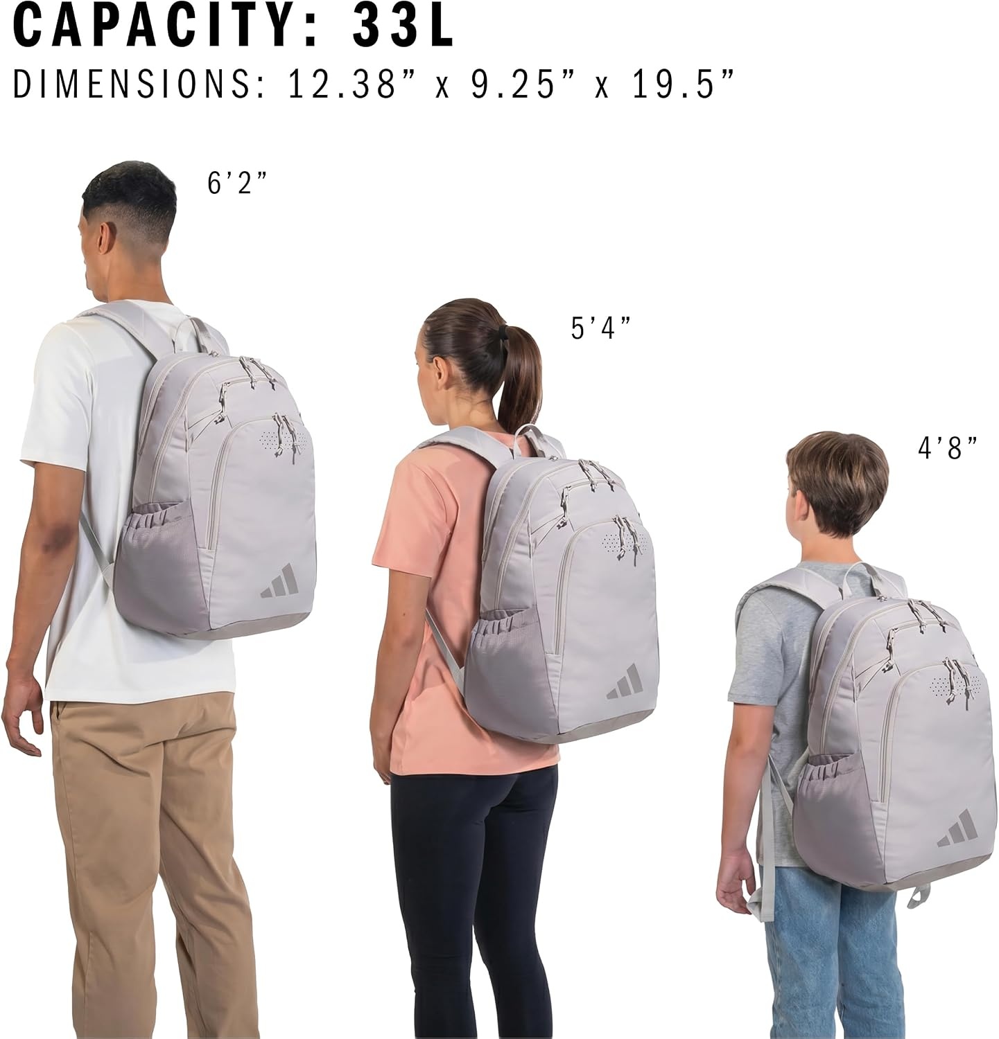 image:imageadidas Defender 5 Backpack Padded 15In Laptop Sleeve WaterBottle Pockets Airs Out Sweaty Shoes Stays Dry On Wet Floors School Gym amp Travel ReadyGrey TwoGrey Three
