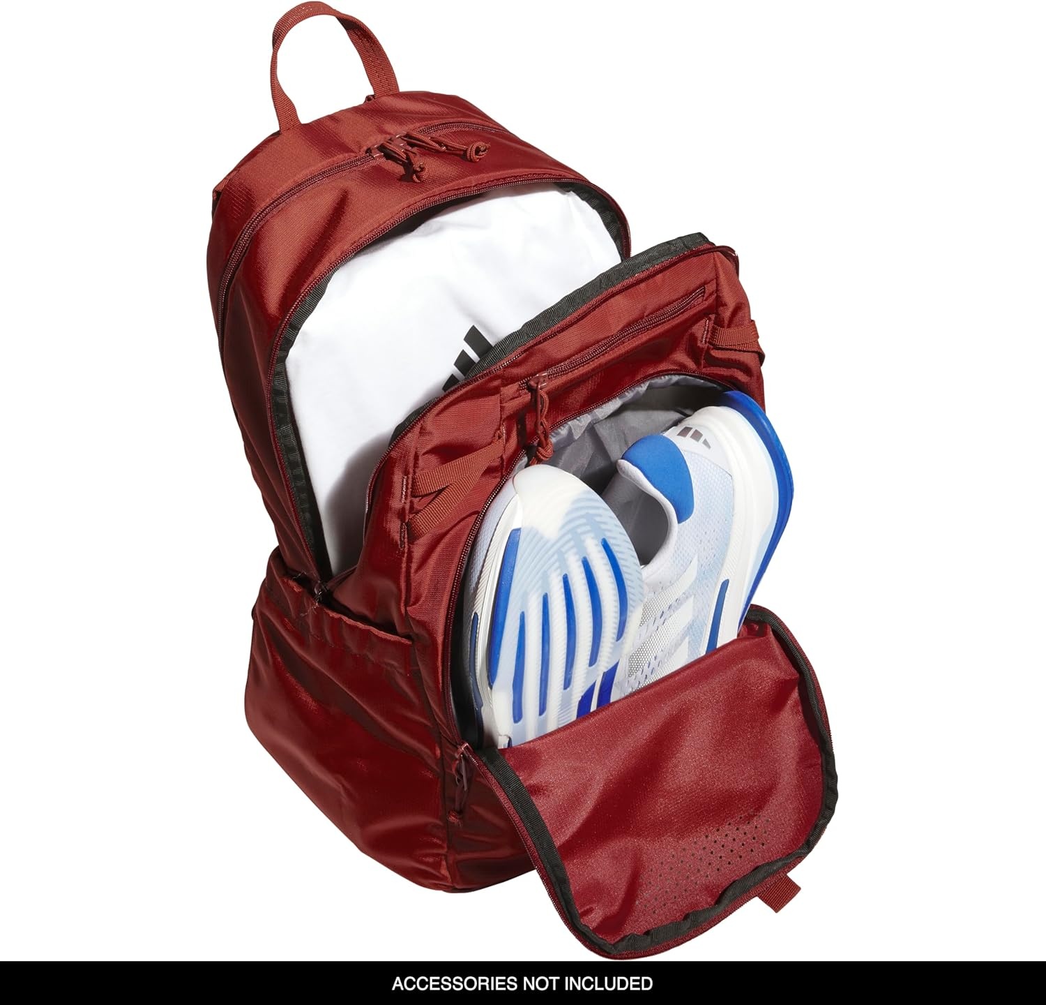 image:imageadidas Defender 5 Backpack Padded 15In Laptop Sleeve WaterBottle Pockets Airs Out Sweaty Shoes Stays Dry On Wet Floors School Gym amp Travel ReadyPreloved Ruby RedBlack