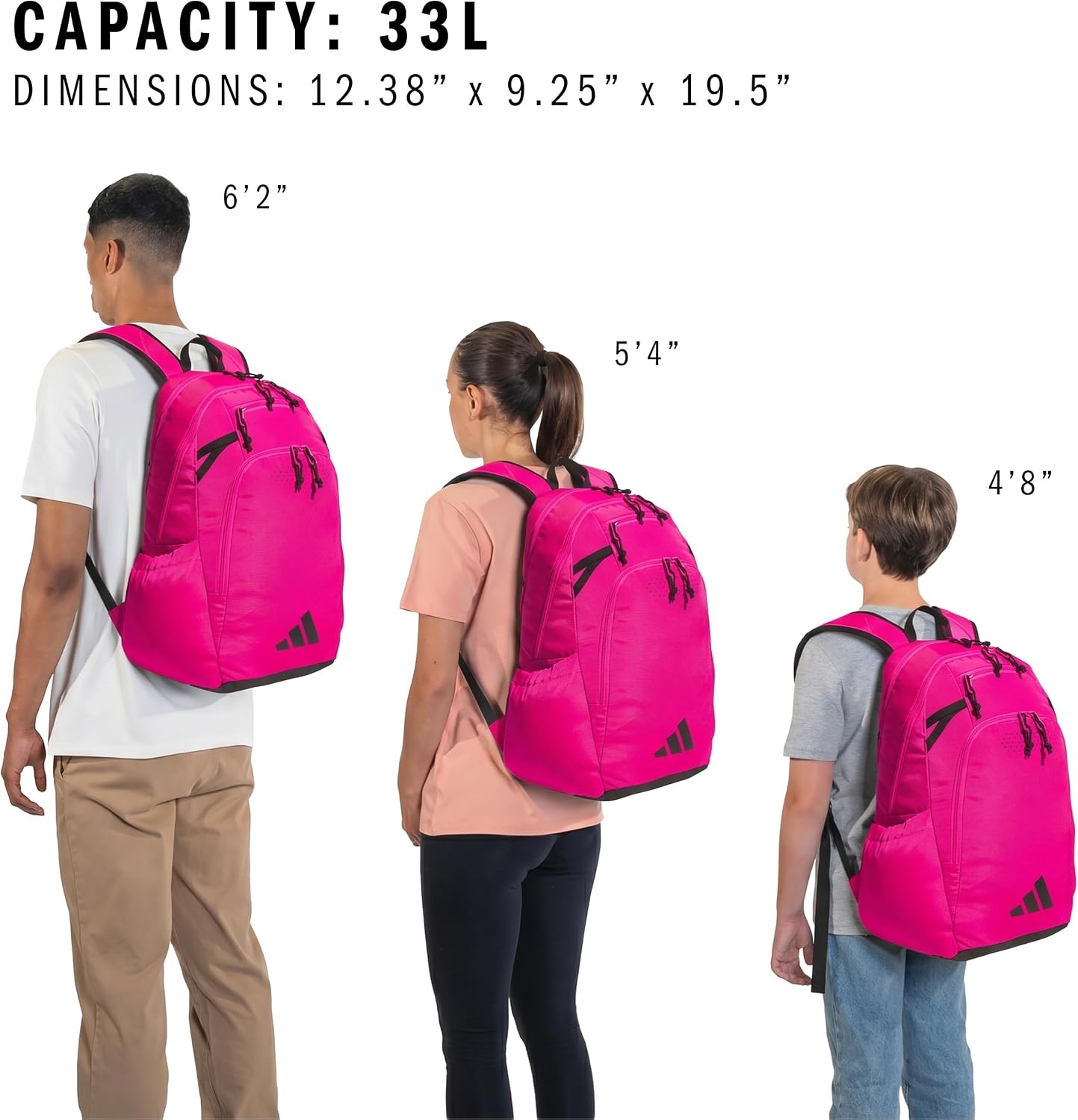 image:imageadidas Defender 5 Backpack Padded 15In Laptop Sleeve WaterBottle Pockets Airs Out Sweaty Shoes Stays Dry On Wet Floors School Gym amp Travel ReadyTeam Shock Pink 2Black