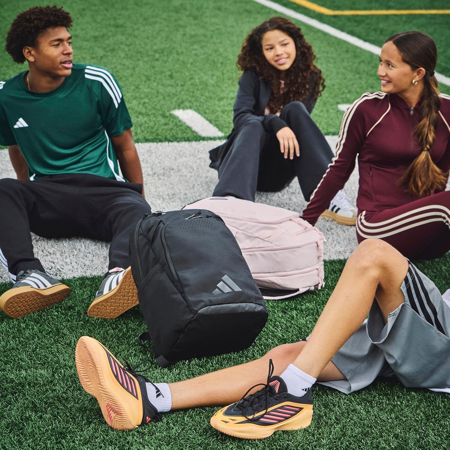 image:imageadidas Defender 5 Backpack Padded 15In Laptop Sleeve WaterBottle Pockets Airs Out Sweaty Shoes Stays Dry On Wet Floors School Gym amp Travel ReadyWhiteGold MetallicBlack