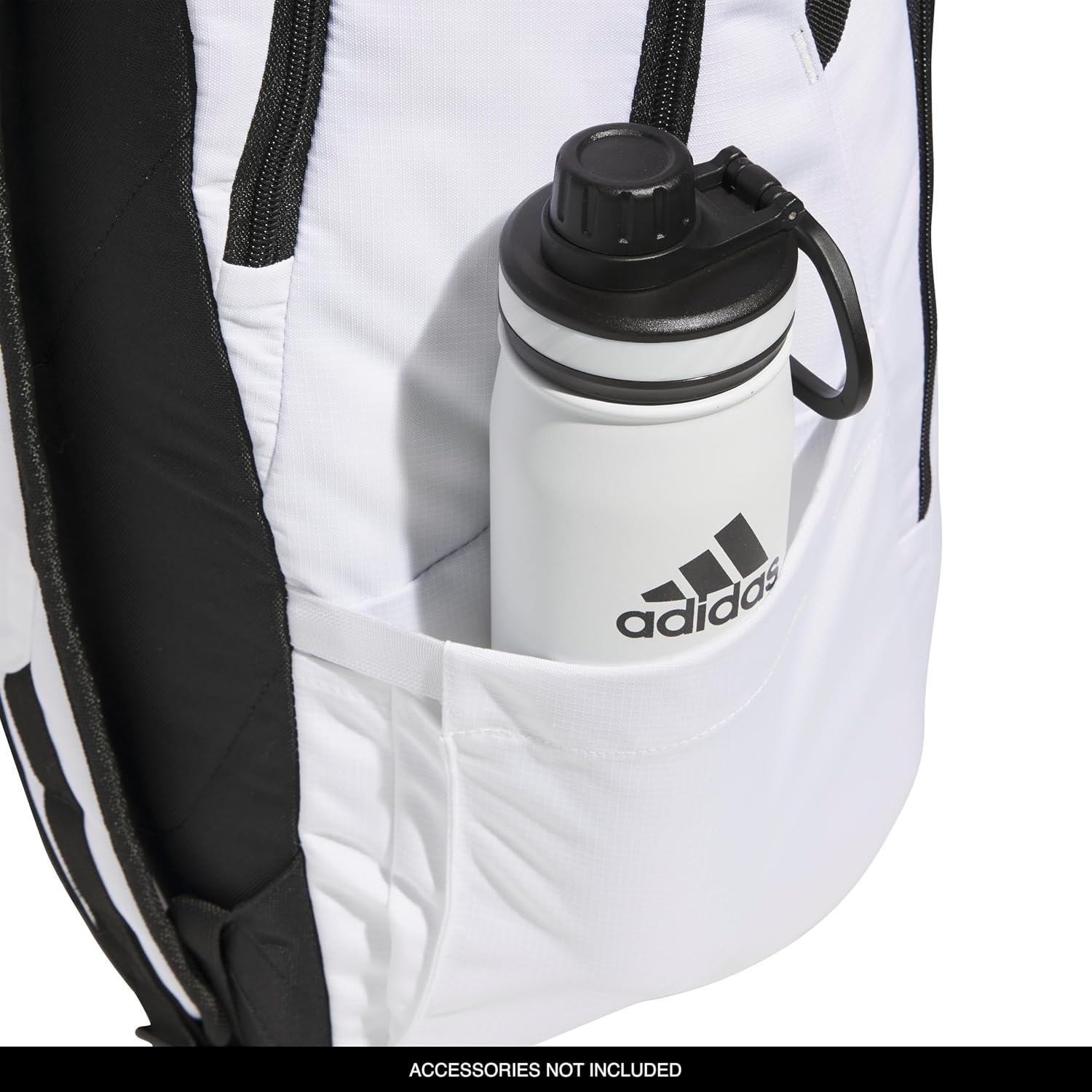 image:imageadidas Defender 5 Backpack Padded 15In Laptop Sleeve WaterBottle Pockets Airs Out Sweaty Shoes Stays Dry On Wet Floors School Gym amp Travel ReadyWhiteGold MetallicBlack