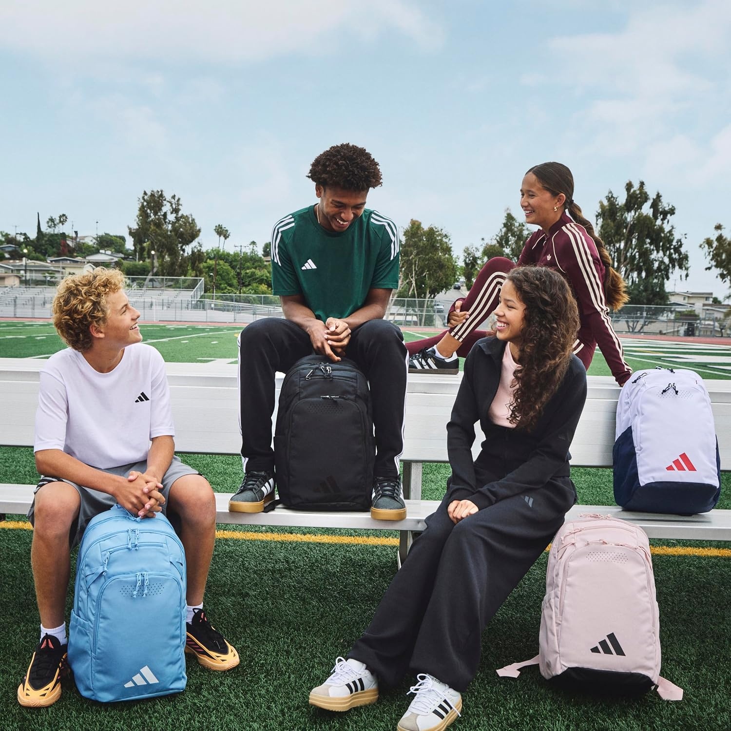 image:imageadidas Defender 5 Backpack Padded 15In Laptop Sleeve WaterBottle Pockets Airs Out Sweaty Shoes Stays Dry On Wet Floors School Gym amp Travel ReadyWhiteNight IndigoPure Ruby Red