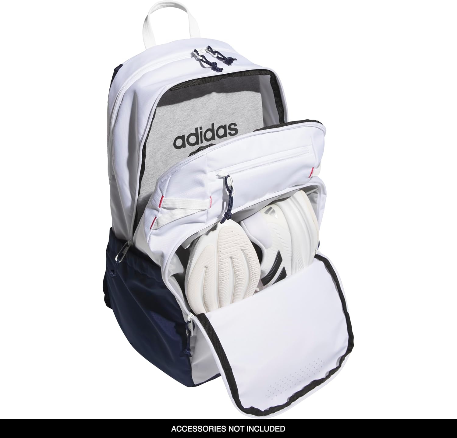 image:imageadidas Defender 5 Backpack Padded 15In Laptop Sleeve WaterBottle Pockets Airs Out Sweaty Shoes Stays Dry On Wet Floors School Gym amp Travel ReadyWhiteNight IndigoPure Ruby Red