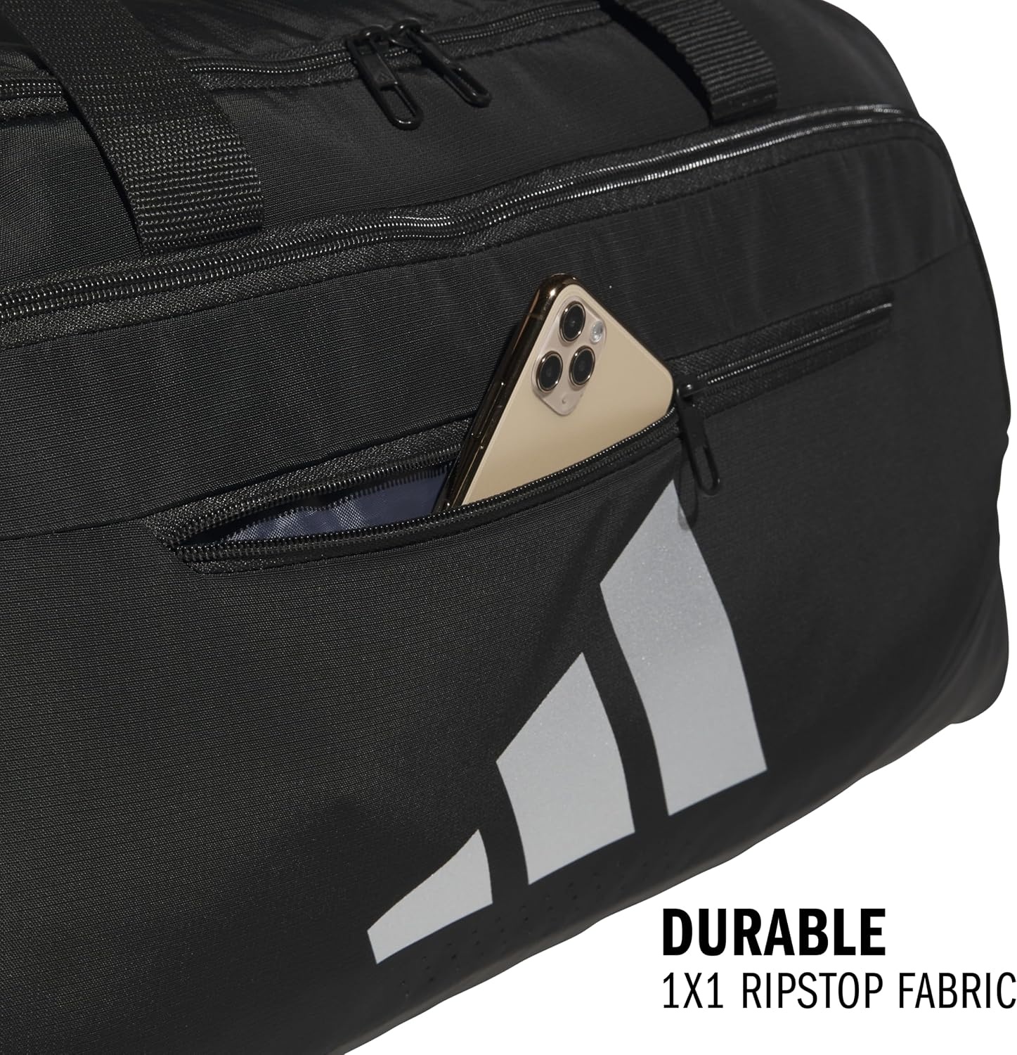 image:imageadidas Defender 5 Duffel Bag for Sports Gym and Travel Team Navy Blue 2 OSFABlackSilver MetallicMedium 59L