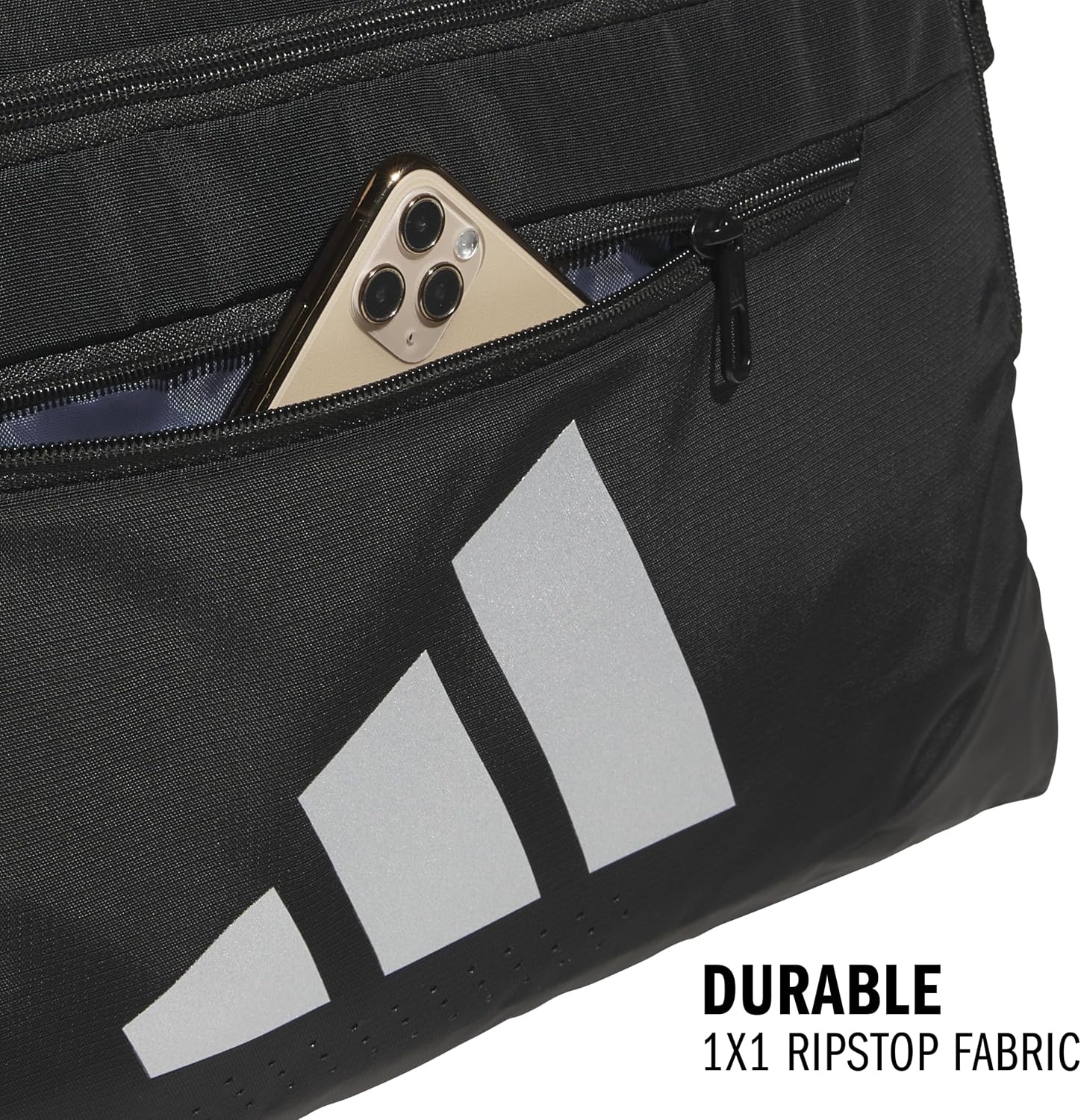 image:imageadidas Defender 5 Duffel Bag for Sports Gym and Travel Team Navy Blue 2 OSFABlackSilver MetallicSmall 42L