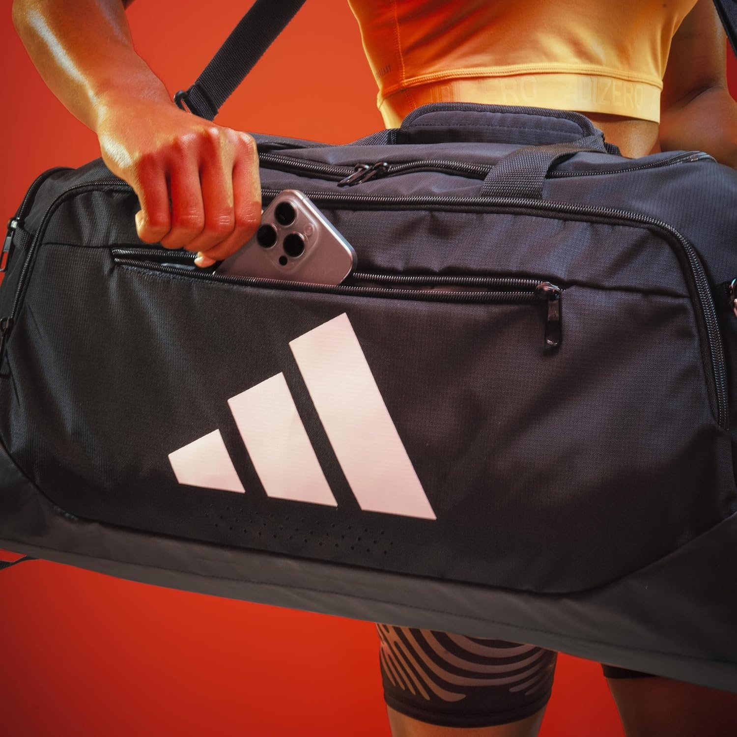 image:imageadidas Defender 5 Duffel Bag for Sports Gym and Travel Team Navy Blue 2 OSFAGrey SixPure OrangeMedium 59L