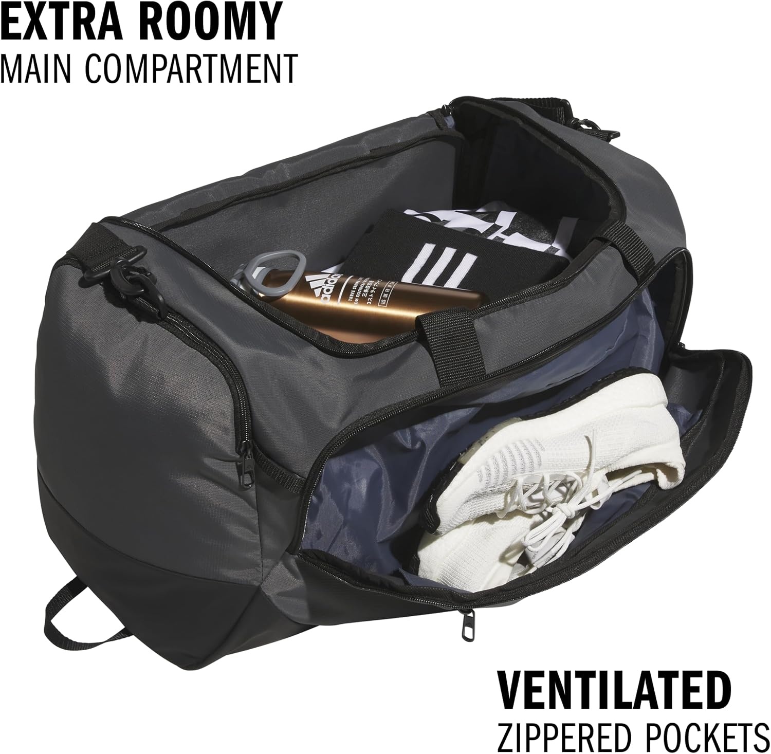 image:imageadidas Defender 5 Duffel Bag for Sports Gym and Travel Team Navy Blue 2 OSFATeam Dark GreyMedium 59L