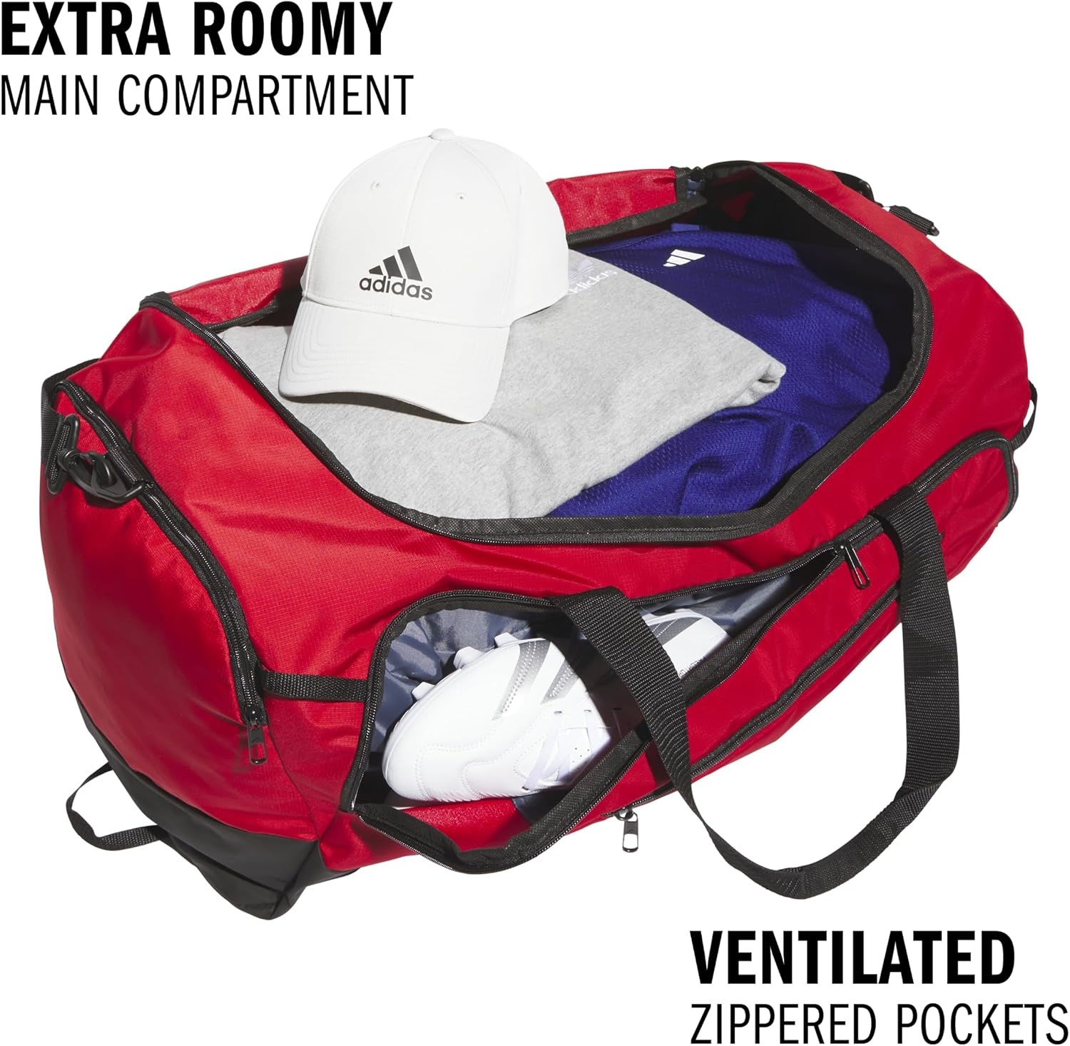 image:imageadidas Defender 5 Duffel Bag for Sports Gym and Travel Team Navy Blue 2 OSFATeam Power Red 2WhiteLarge 100L