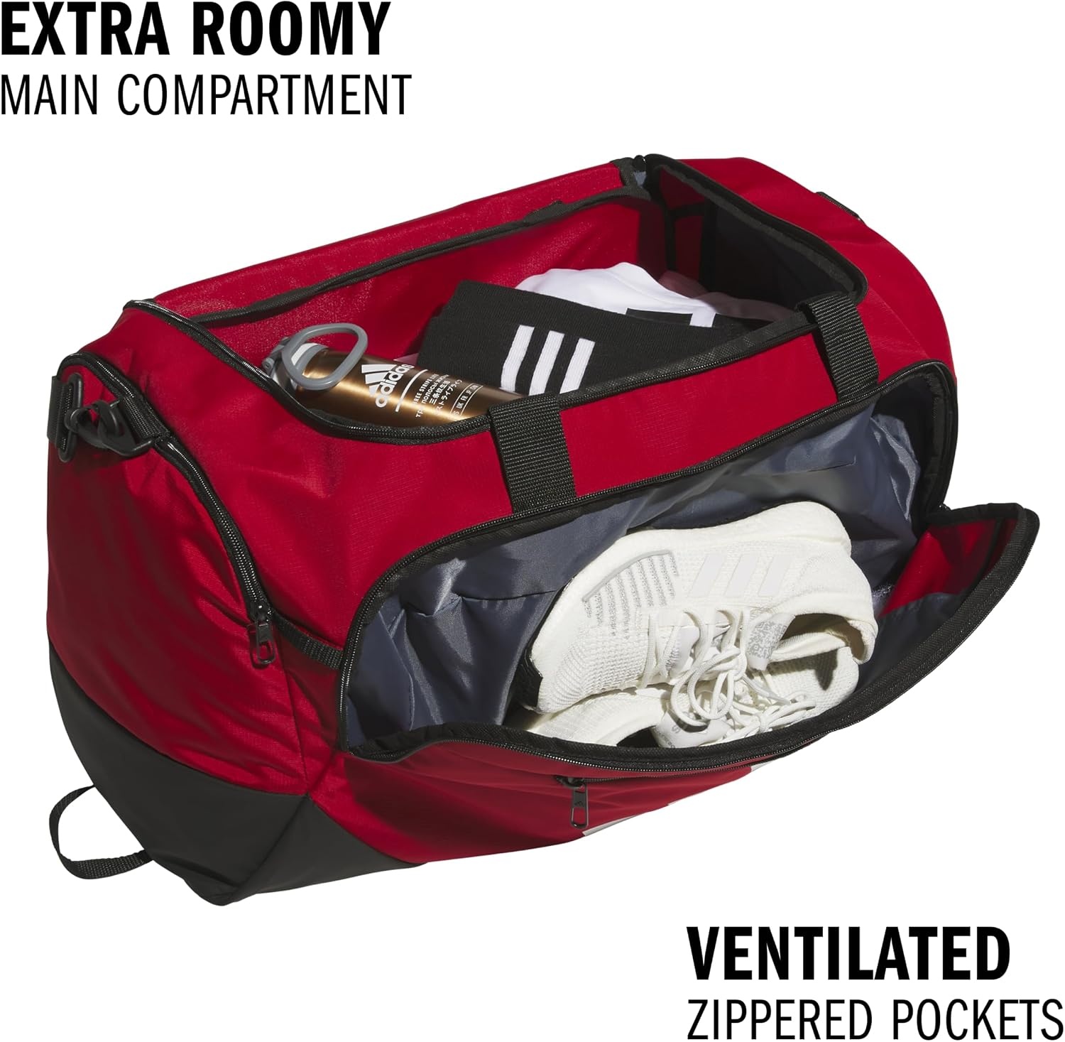 image:imageadidas Defender 5 Duffel Bag for Sports Gym and Travel Team Navy Blue 2 OSFATeam Power Red 2WhiteMedium 59L