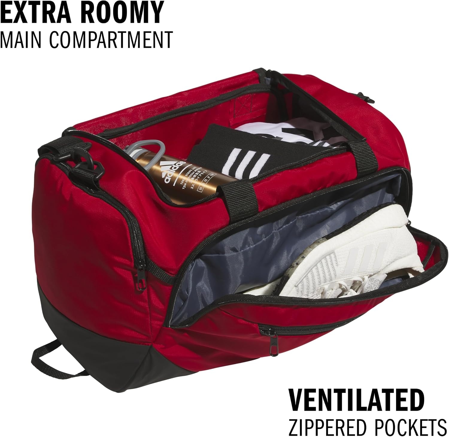 image:imageadidas Defender 5 Duffel Bag for Sports Gym and Travel Team Navy Blue 2 OSFATeam Power Red 2WhiteSmall 42L