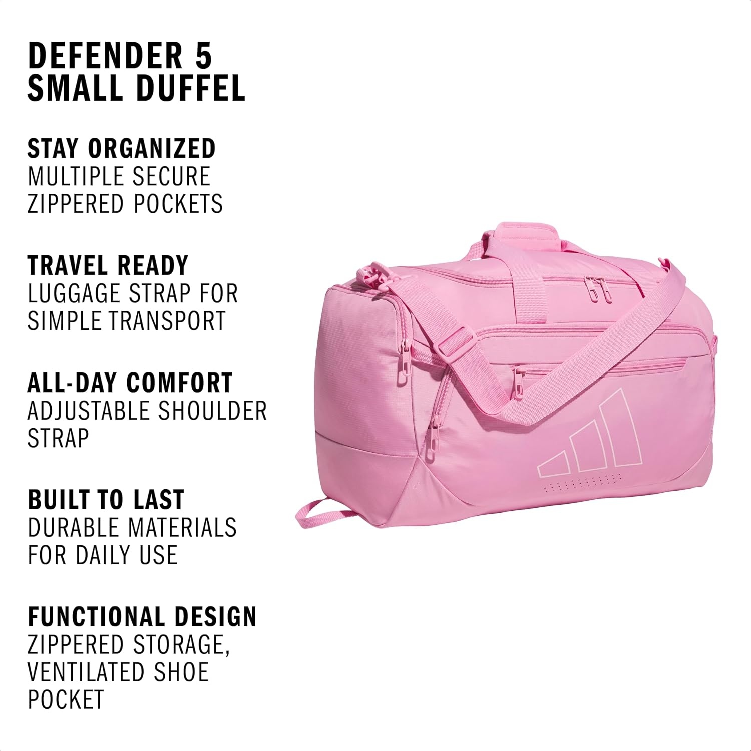image:imageadidas Defender 5 Duffel Bag for Sports Gym and Travel Team Navy Blue 2 OSFATropic BloomClear PinkSmall 42L