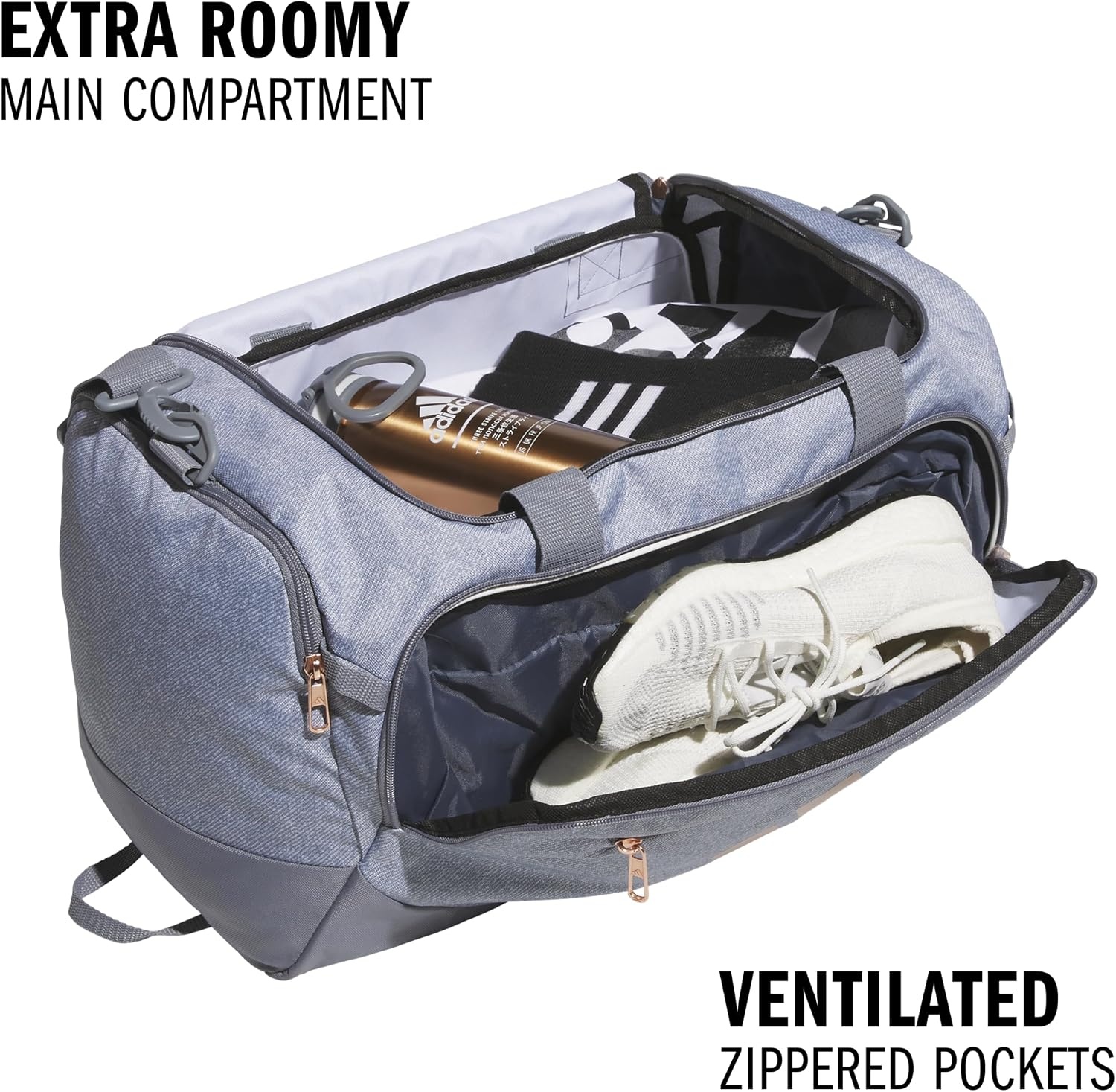 image:imageadidas Defender 5 Duffel Bag for Sports Gym and Travel Team Navy Blue 2 OSFATwill GreyRose GoldSmall 42L