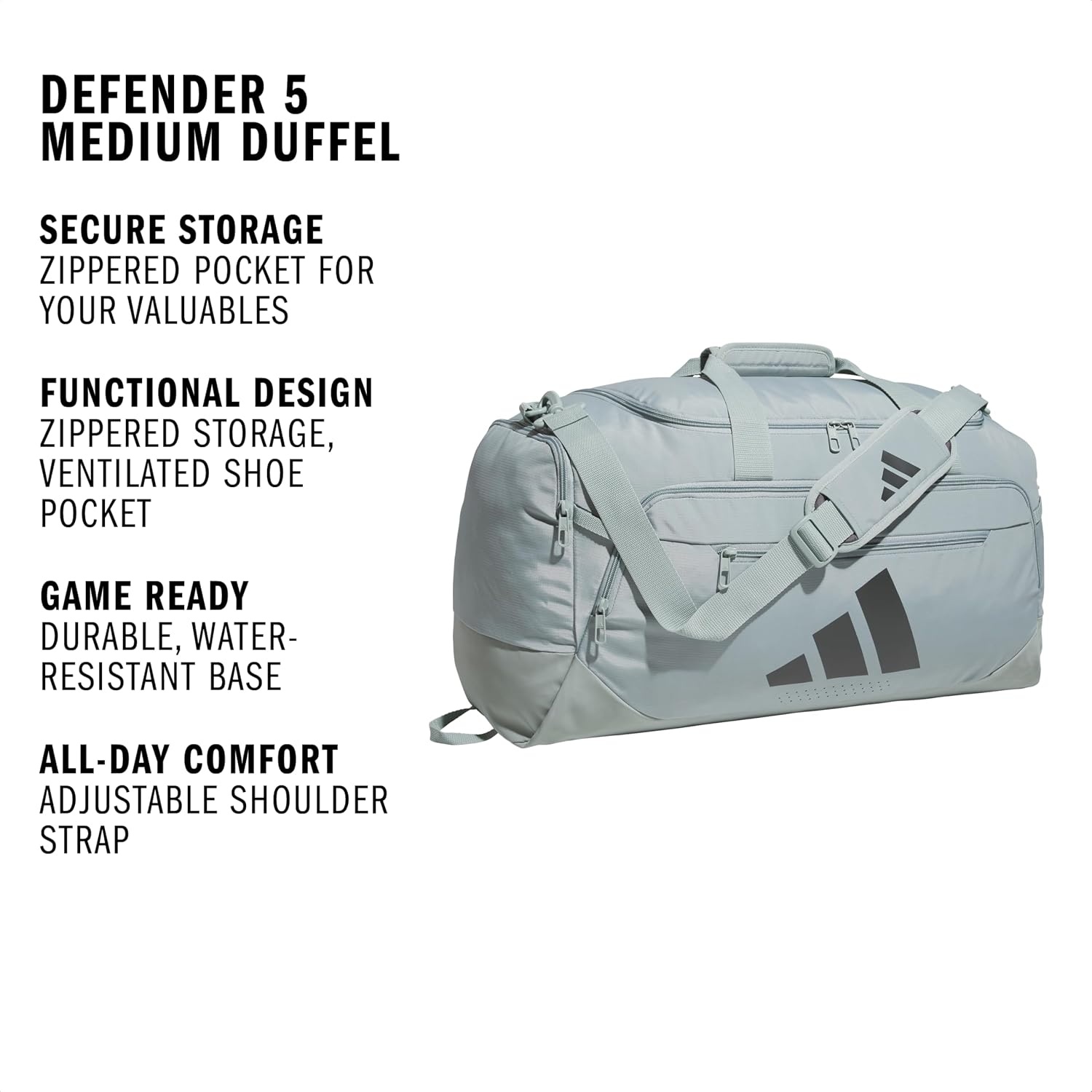 image:imageadidas Defender 5 Duffel Bag for Sports Gym and Travel Team Navy Blue 2 OSFAWonder Sage GreenGrey SixMedium 59L