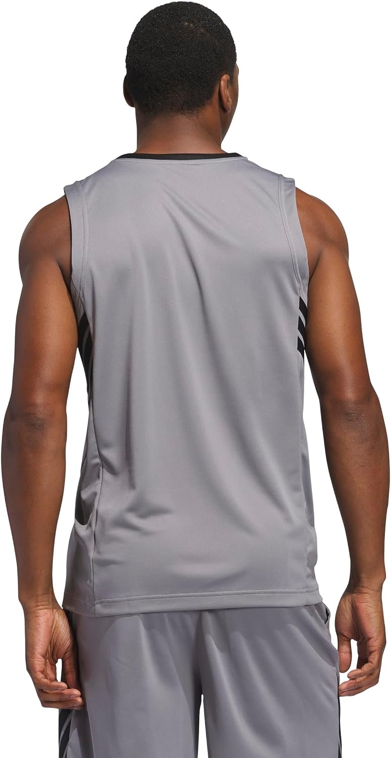 image:imageadidas Mens Basketball Legends 3Stripes Tank TopGreyBlack