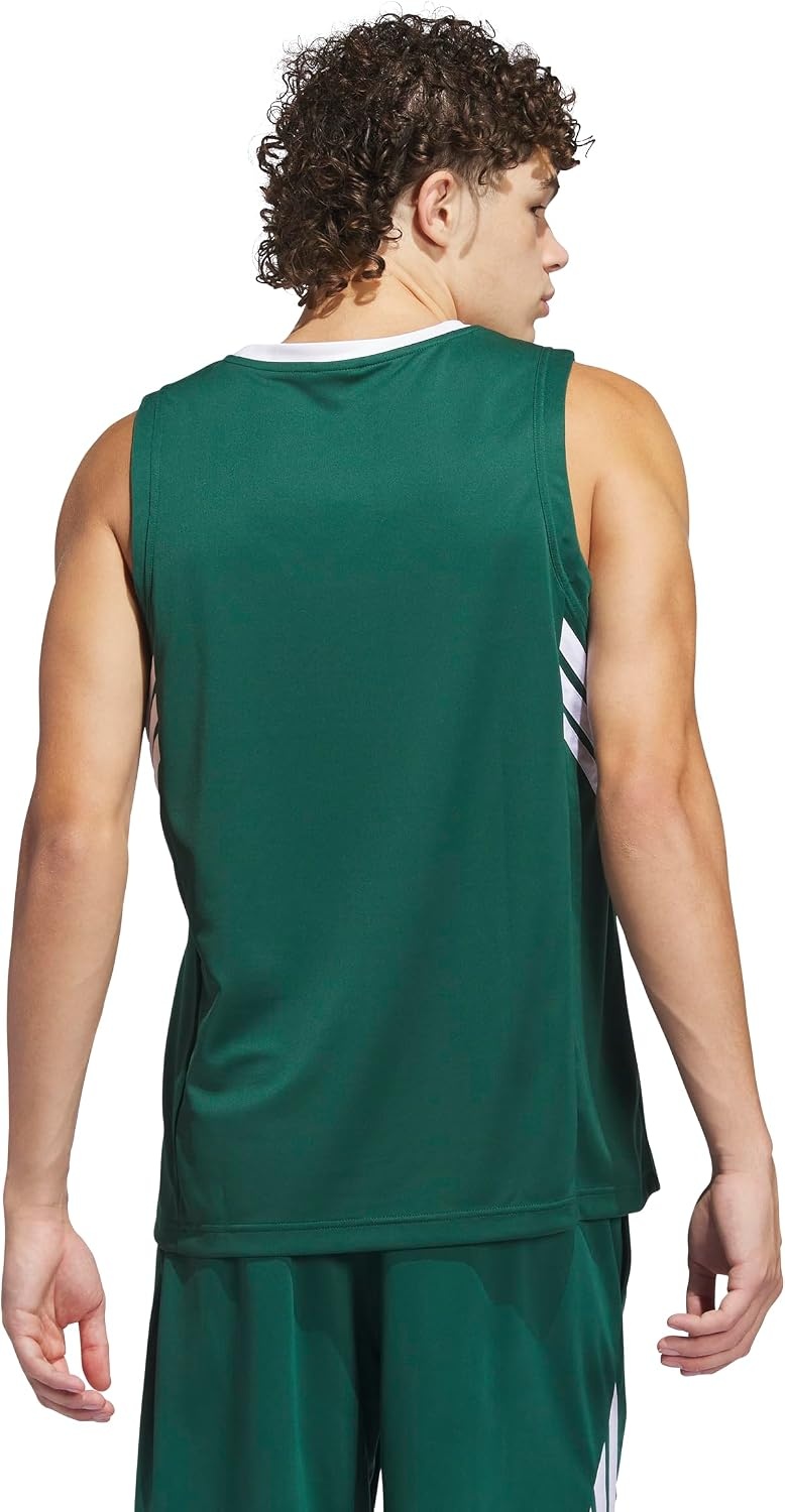 image:imageadidas Mens Basketball Legends 3Stripes Tank TopTeam Dark GreenWhite