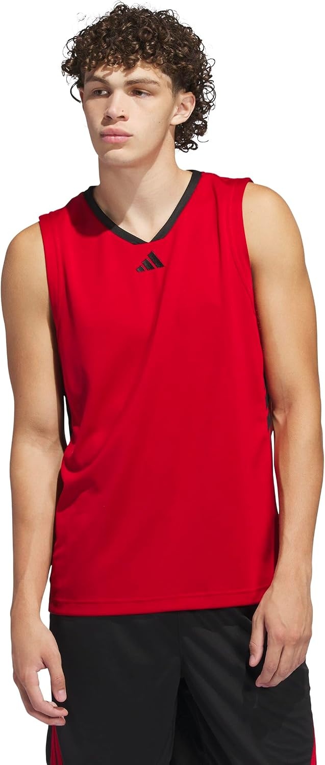 image:imageadidas Mens Basketball Legends 3Stripes Tank TopTeam Power Red 2Black