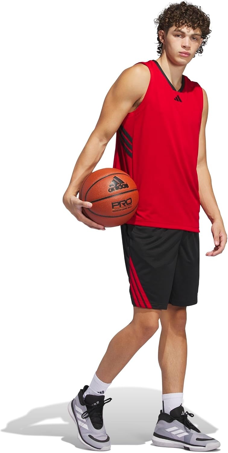image:imageadidas Mens Basketball Legends 3Stripes Tank TopTeam Power RedBlack