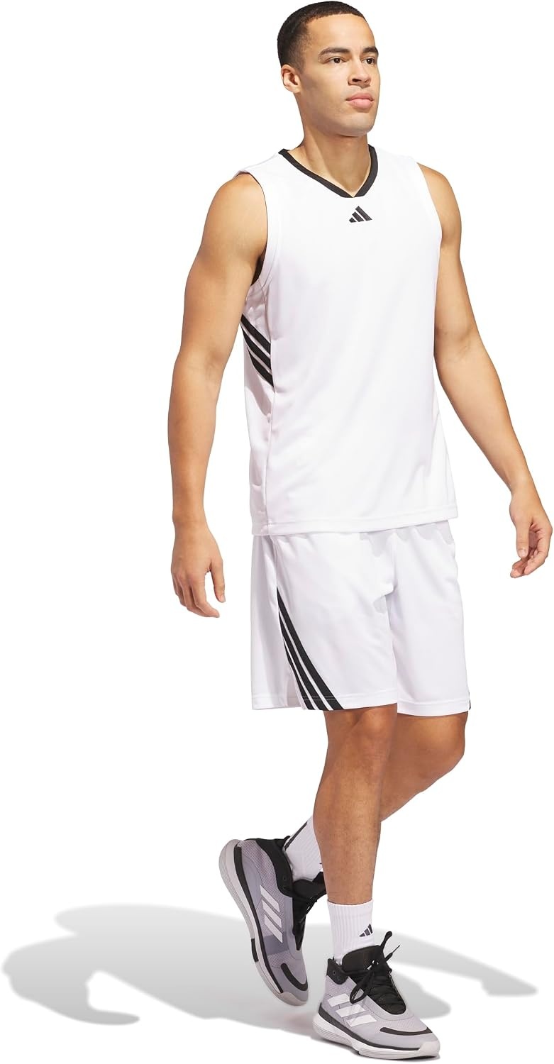 image:imageadidas Mens Basketball Legends 3Stripes Tank TopWhiteBlack