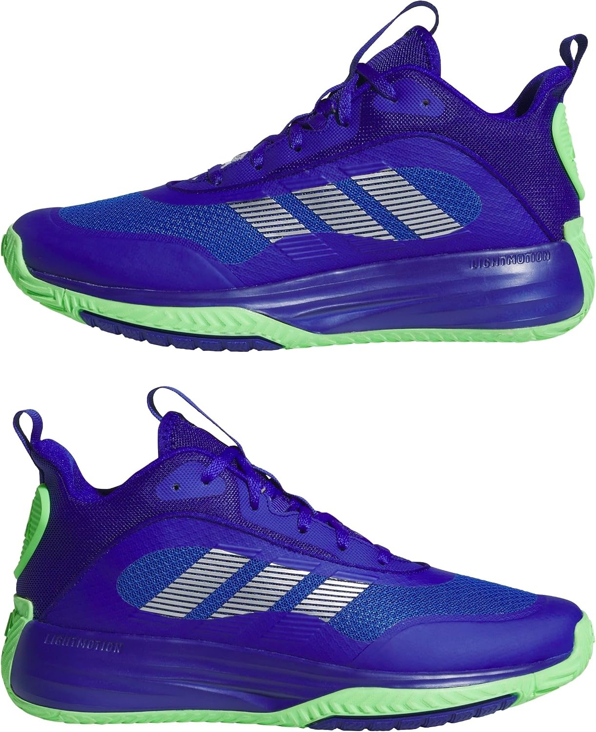 image:imageadidas Mens Own The Game 30 Basketball ShoeLucid BlueSilver MetallicLime Burst