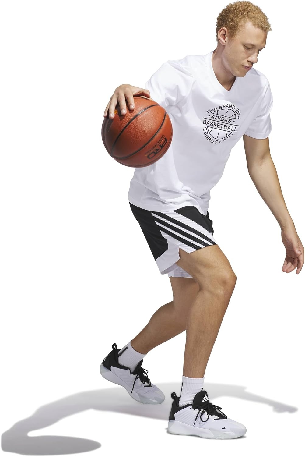 image:imageadidas Mens Pro Motion Basketball ShortsBlackWhite