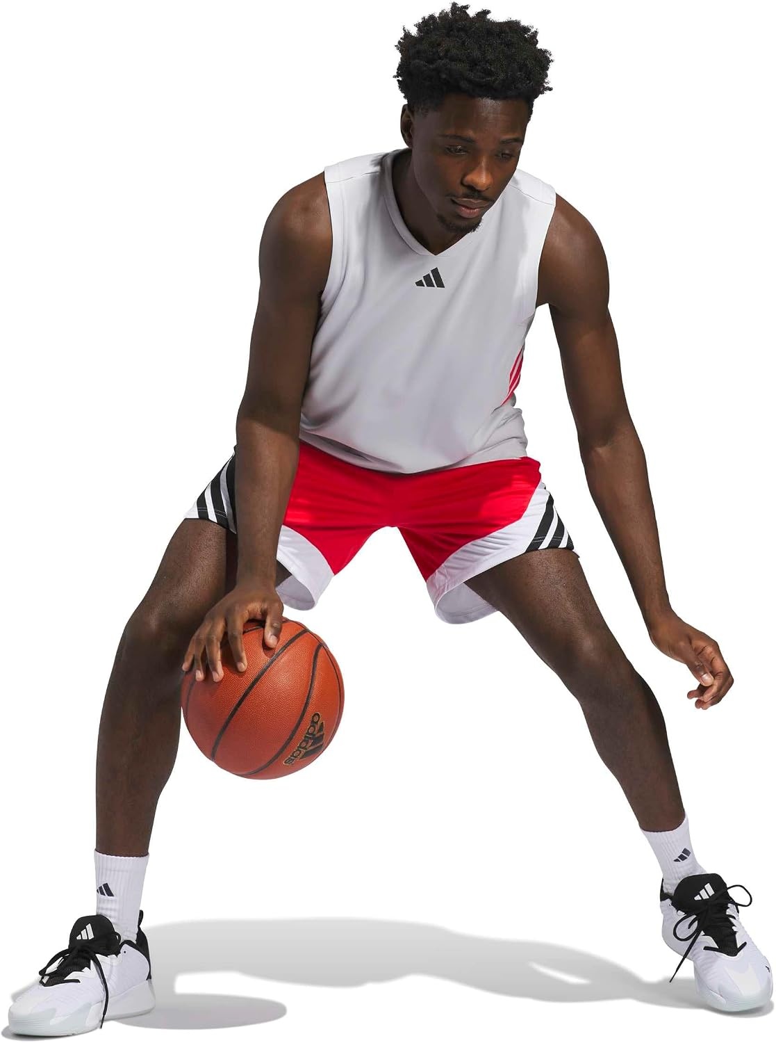 image:imageadidas Mens Pro Motion Basketball ShortsPure RubyWhite