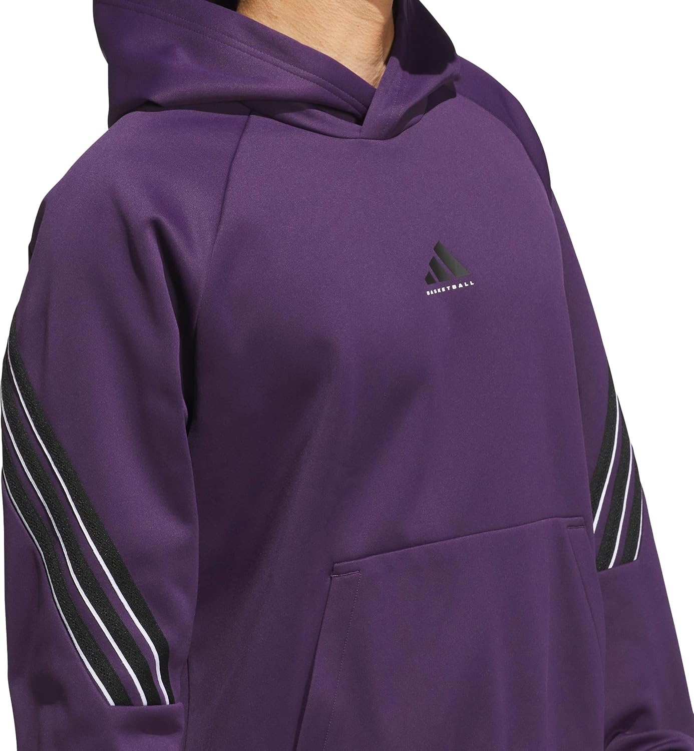 image:imageadidas Mens Select Foundation Fleece Basketball HoodieAurora PlumBlack